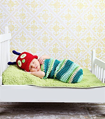 Demarkt – Recién Nacidos Caterpillar fotografía Ropa Disfraces Niños Punto Caterpillar Baby Foto Props Ropa Set fotographie Oruga Disfraz