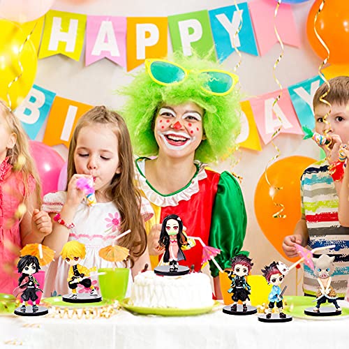 Demon Slayer Cake Topper, 6PCS Demon Slayer Mini Juego De Figuras, Figuras De Acción De Devil's Blade Cake Toppers Para Baby Shower Fiesta De Cumpleaños Pastel Decoración Suministros