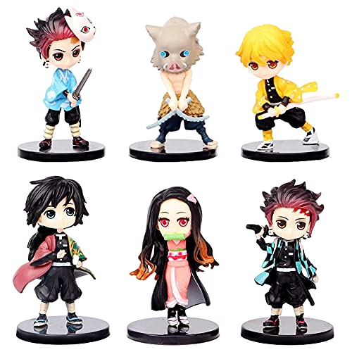 Demon Slayer Cake Topper, 6PCS Demon Slayer Mini Juego De Figuras, Figuras De Acción De Devil's Blade Cake Toppers Para Baby Shower Fiesta De Cumpleaños Pastel Decoración Suministros