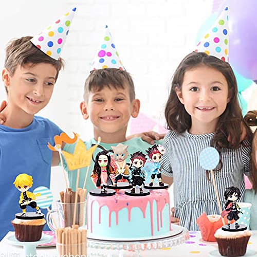 Demon Slayer Cake Topper, 6PCS Demon Slayer Mini Juego De Figuras, Figuras De Acción De Devil's Blade Cake Toppers Para Baby Shower Fiesta De Cumpleaños Pastel Decoración Suministros