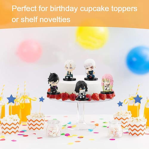 Demon Slayer Cake Topper,5PCS Demon Slayer Mini Juego De Figuras, Figuras De Acción De Devil's Blade Cake Toppers Para Baby Shower Fiesta De Cumpleaños Pastel Decoración Suministros