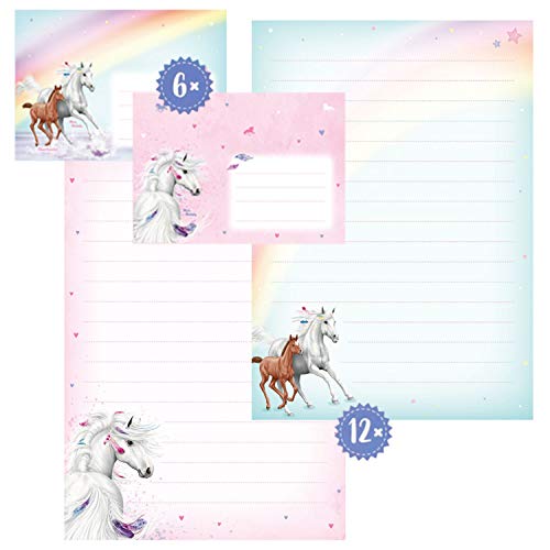 Depesche Miss Melody 11418 - Juego de papel de carta con rayas, sobres y pegatinas bonitas para adornar, aprox. 22 x 16,3 x 1,3 cm