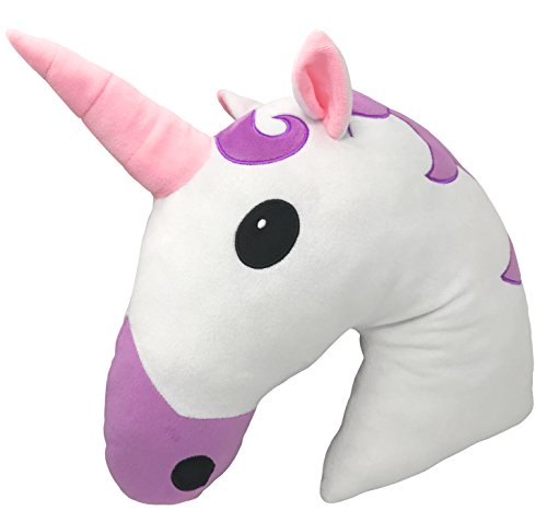 Desire Deluxe Cojín Emoticono Unicornio Sonriente - Almohada o Peluche Emojis Cariñoso en Forma de Emoticon Unicornio