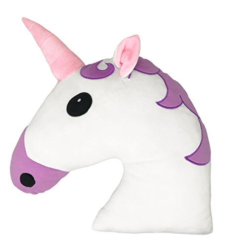 Desire Deluxe Cojín Emoticono Unicornio Sonriente - Almohada o Peluche Emojis Cariñoso en Forma de Emoticon Unicornio