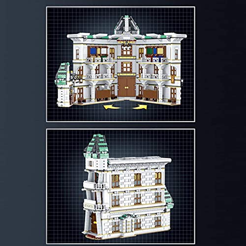 Diagon Alley Bank Kit de construcción de modelos para Harry Potter Diagon Alley, juego de modelos coleccionables, 7188 piezas de bloques de construcción compatibles con LEGO 75978 Diagon Alley