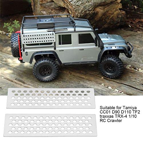 Dilwe 2 Unids RC Tablero de Arena, Herramienta de Rampa de Tablero de Recuperaci¨®n de Escaleras de Arena de Aluminio para 1/10 RC Crawler(Plata)