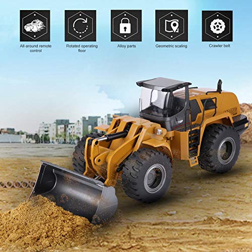 Dilwe Control Remoto Bulldozer RC Vehiculo de Ingenieria de Juguete, 2.4G 1:14 RC Loader Tractor Construccion Electrica Modelo de Coche de Juguete para Ninos