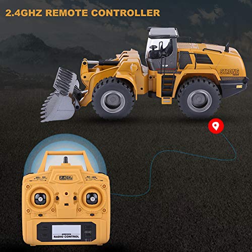 Dilwe Control Remoto Bulldozer RC Vehiculo de Ingenieria de Juguete, 2.4G 1:14 RC Loader Tractor Construccion Electrica Modelo de Coche de Juguete para Ninos