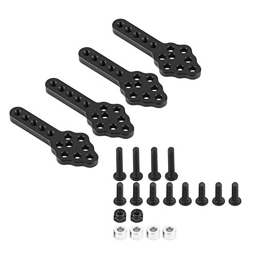 Dilwe Montaje del Amortiguador de Choques del Coche RC, 4 Pcs/Set 4 Pcs/ Juego Amortiguador de Choque Placa de Montaje de Amortiguador de Altura Ajustable para 1/10 Crawler Coche Accesorios(Negro)