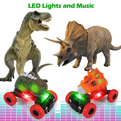 Dinosaurio Coche, joylink Coche de Juguete de Dinosaurio con Luces LED y Sonido Realista Coches Dinosaurio Juguete Vehículos Dinosaurios Regalos Regalo de Cumpleaños Navidad para Niños 3+ Años