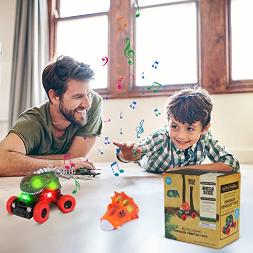 Dinosaurio Coche, joylink Coche de Juguete de Dinosaurio con Luces LED y Sonido Realista Coches Dinosaurio Juguete Vehículos Dinosaurios Regalos Regalo de Cumpleaños Navidad para Niños 3+ Años