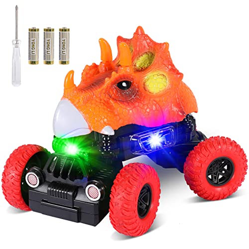 Dinosaurio Coche, joylink Coche de Juguete de Dinosaurio con Luces LED y Sonido Realista Coches Dinosaurio Juguete Vehículos Dinosaurios Regalos Regalo de Cumpleaños Navidad para Niños 3+ Años