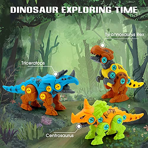 Dinosaurios Juguetes para Niños Huevos de Dinos Dinosaurio Robot con Destornillador Montable Juego Construccion Herramientas Juguete Educativos Regalo para Niños Niñas 3 4 5 6 Años