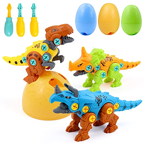 Dinosaurios Juguetes para Niños Huevos de Dinos Dinosaurio Robot con Destornillador Montable Juego Construccion Herramientas Juguete Educativos Regalo para Niños Niñas 3 4 5 6 Años