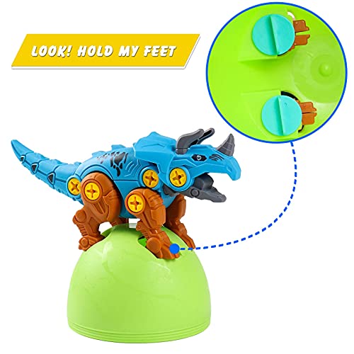 Dinosaurios Juguetes para Niños Huevos de Dinos Dinosaurio Robot con Destornillador Montable Juego Construccion Herramientas Juguete Educativos Regalo para Niños Niñas 3 4 5 6 Años