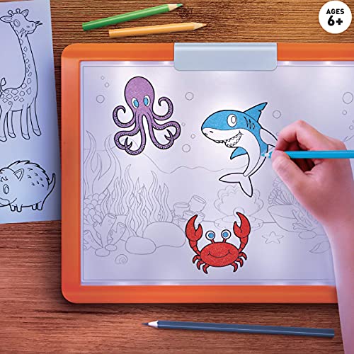 Discovery Kids Tableta de rastreo iluminada LED, Juego de 34 Piezas con lápices, Papel y Plantillas