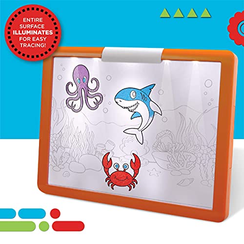 Discovery Kids Tableta de rastreo iluminada LED, Juego de 34 Piezas con lápices, Papel y Plantillas