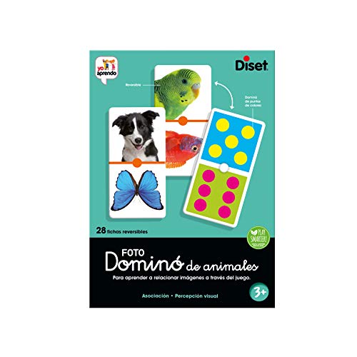 Diset- Domino Photo Animals - Juego de dominó fotográfico con animales a partir de 3 años