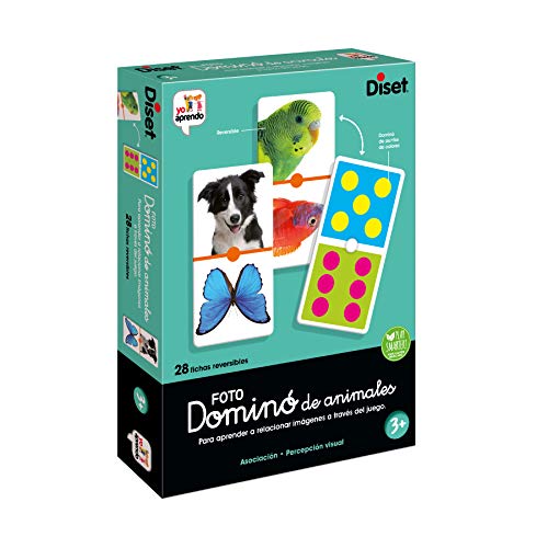 Diset- Domino Photo Animals - Juego de dominó fotográfico con animales a partir de 3 años