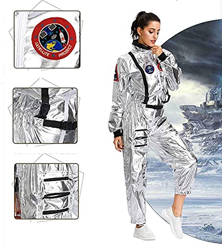 Disfraz Astronauta Adulto,Disfraz De Astronauta Para Adultos, Mono, Traje Espacial Plateado, Traje De Vuelo De Explorador Espacial, Disfraces De Cosplay