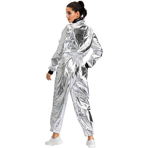 Disfraz Astronauta Adulto,Disfraz De Astronauta Para Adultos, Mono, Traje Espacial Plateado, Traje De Vuelo De Explorador Espacial, Disfraces De Cosplay