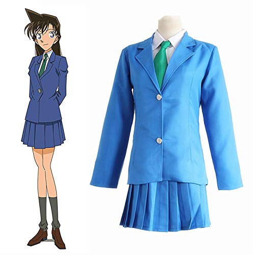 Disfraz de Anime Detective Conan, uniforme escolar azul utilizado para mujeres, Halloween, Navidad, carnaval, fiesta temática, cosplay, Mouri Ran, azul, XL