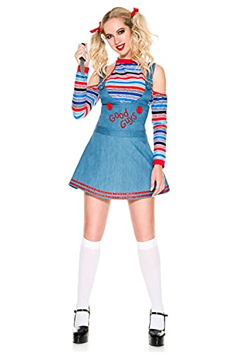 Disfraz de cosplay para niños, disfraz de uniforme chucky, carnaval, Halloween, disfraz de fantasma para mujer