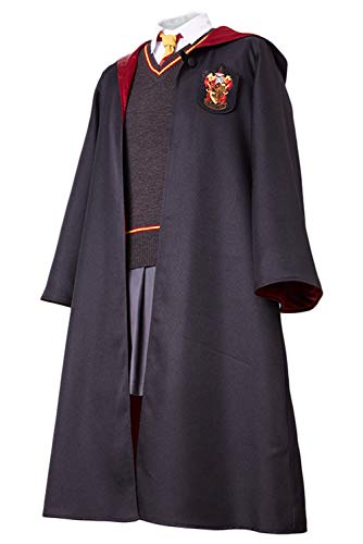 Disfraz de hermione Granger Gryffindor para niños, disfraz, capa de película, artículo para fans, juego de varita mágica, corbata, bufanda, carnaval, Halloween, negro