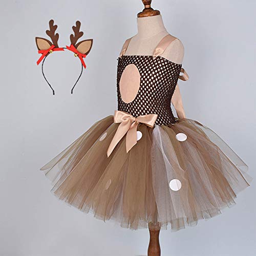 Disfraz de Navidad para niñas de Papá Noel, disfraz de jirafa, disfraz con diadema de princesa, Halloween, Navidad, carnaval, cosplay, fiesta, Marrón 2, 5-6 Años