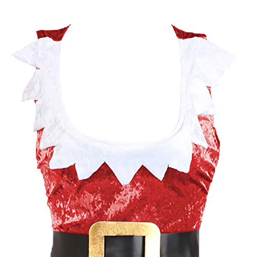 Disfraz de Papá Noel, diseño de Papá Noel con texto en inglés "Miss Jingle" y "Santa Santa" y cinturón + medias a rayas" (X-SMALL: UK 14-16)