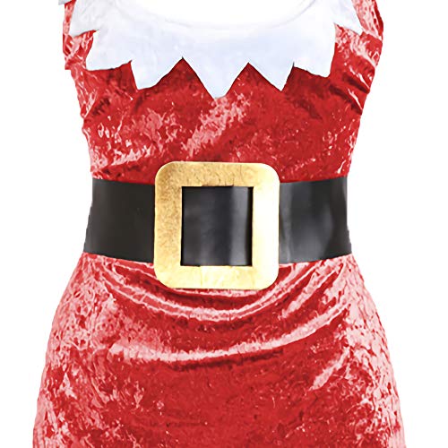 Disfraz de Papá Noel, diseño de Papá Noel con texto en inglés "Miss Jingle" y "Santa Santa" y cinturón + medias a rayas" (X-SMALL: UK 14-16)