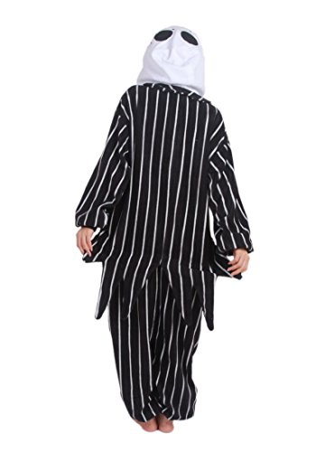 Disfraz de Pesadilla antes de Navidad, Jack Skellington, esqueleto, mono, para hombres y mujeres adultos, unisex, animal, kigurumi, cosplay, pijama, Nonopnd, de una pieza, disfraz de Halloween, prenda de vestir