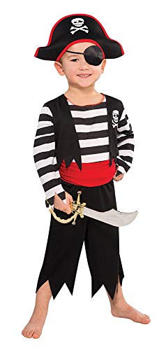 Disfraz de Pirata para niños – Negro, Rojo, Blanco – Talla M 128 (5-7 años)