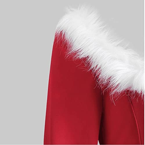 Disfraz de señora Santa Claus para mujer, cuello en V, vestido largo de Navidad, para cosplay, fiesta de Navidad, #2 Rojo, L