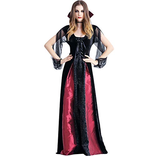 Disfraz Halloween Mujer Vampiresa Fiesta - Traje Bruja Adulto Vestido Negro Condesa Carnaval Gotico Cosplay Reina Disfraces