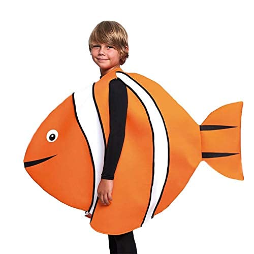 Disfraz Pez Payaso Niño (Tallas Infantiles Unisex de 3 a 12 años) 【Talla 10-12 años】| Disfraz de Carnaval Original Niños Animales Marinos Fiesta