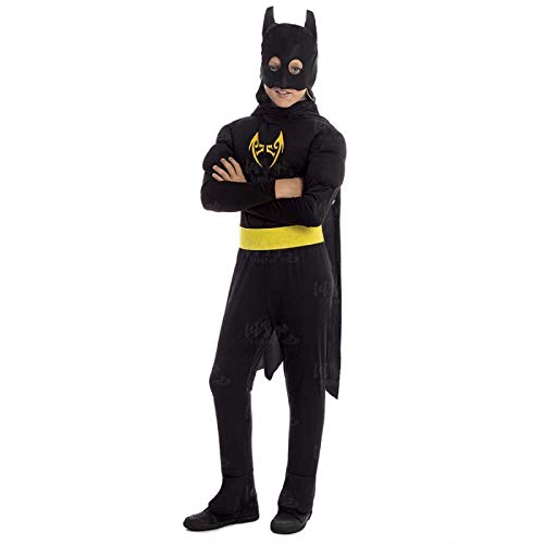 Disfraz Superhéroe Bat Black Niño Murciélago【Tallas Infantiles】[Talla 10-12 años] | Disfraces Niños Superhéroes con Capa Antifaz Cosplay Héroes para Carnaval Halloween Cumpleaños Fiesta Disfraces