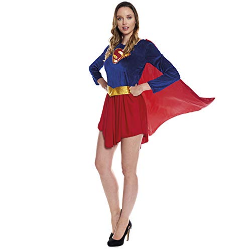 Disfraz Superheroína con Capa Girl Super Mujer【Tallas Adulto S a L】[Talla L] | Disfraces Mujer Superhéroes Carnaval Halloween Regalos Chicas Cosplay Cómics