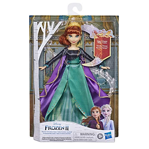 Disney Frozen 2 – Muñeca Princesa Disney Anna Cantante (francés) con Traje de Reina, 27 cm