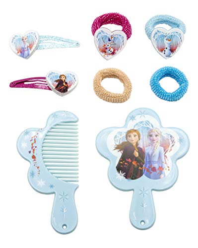 Disney Frozen Juego de 2 accesorios para el pelo en bolsa de PVC con purpurina, multicolor