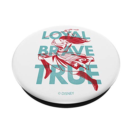 Disney Mulan Loyal Brave True Text Overlay PopSockets PopGrip: Agarre intercambiable para Teléfonos y Tabletas