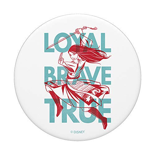 Disney Mulan Loyal Brave True Text Overlay PopSockets PopGrip: Agarre intercambiable para Teléfonos y Tabletas