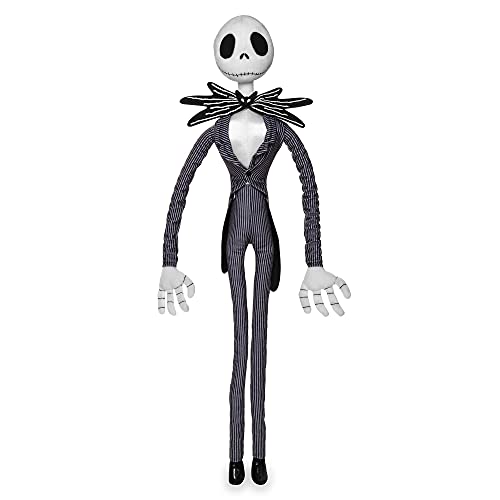 Disney Store: Peluche de Jack Skellington, Pesadilla Antes de Navidad, 68 cm, Lazo Grande Tridimensional, Adecuado para Todas Las Edades