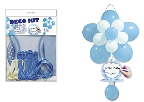 DISOK - Deco Kit Chupete Azul - Globos para Fiestas Bautizos, Baby Shower Niños Azul