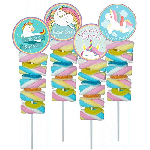 DISOK Lote de 20 Pinchos Unicornios Golosina 45 Gr - Golosinas para cumpleaños Infantiles, Detalles y Recuerdos de Comuniones