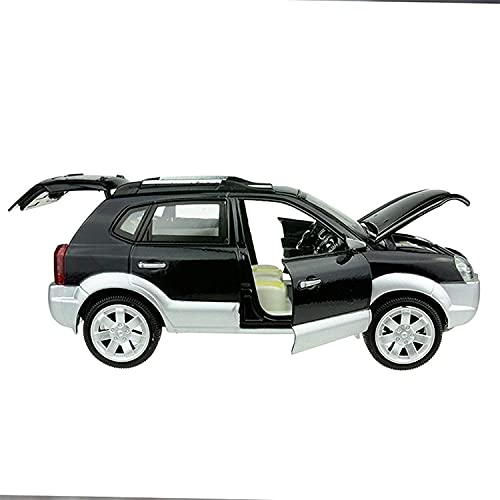 DMDYM Modelo Coche Fundido Escala 1/24 para Hyundai para Tucson Modelos Coches Metal Puerta Abatible Función Retroceso Luz Sonido Decorar (Color : Black)