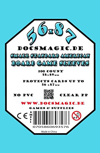 docsmagic.de 1.000 Small Standard American Board Game Sleeves - 56 x 87 - US - 58 x 89 - 10 Packs