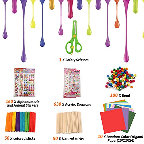 DOITEM Set de Manualidades para Niños, Más de 2000 Suministros de Artesanía para Niños, Limpiapipas, Pompones Brillantes, Ojos Saltones, Plumas, Pegatinas, Color, Hojas de Fieltro, Perlas, Lentejuelas