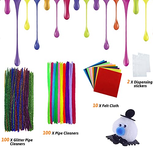 DOITEM Set de Manualidades para Niños, Más de 2000 Suministros de Artesanía para Niños, Limpiapipas, Pompones Brillantes, Ojos Saltones, Plumas, Pegatinas, Color, Hojas de Fieltro, Perlas, Lentejuelas