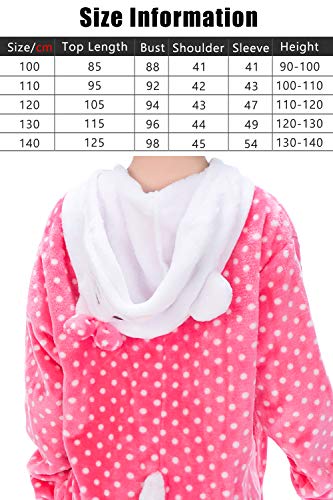 Dolamen Niños Unisexo Onesies Kigurumi Pijamas, Niña Traje Disfraz Animal Pyjamas, Ropa de Dormir Halloween Cosplay Navidad Animales de Vestuario (110-120CM (435"-47"), Hellokitty)